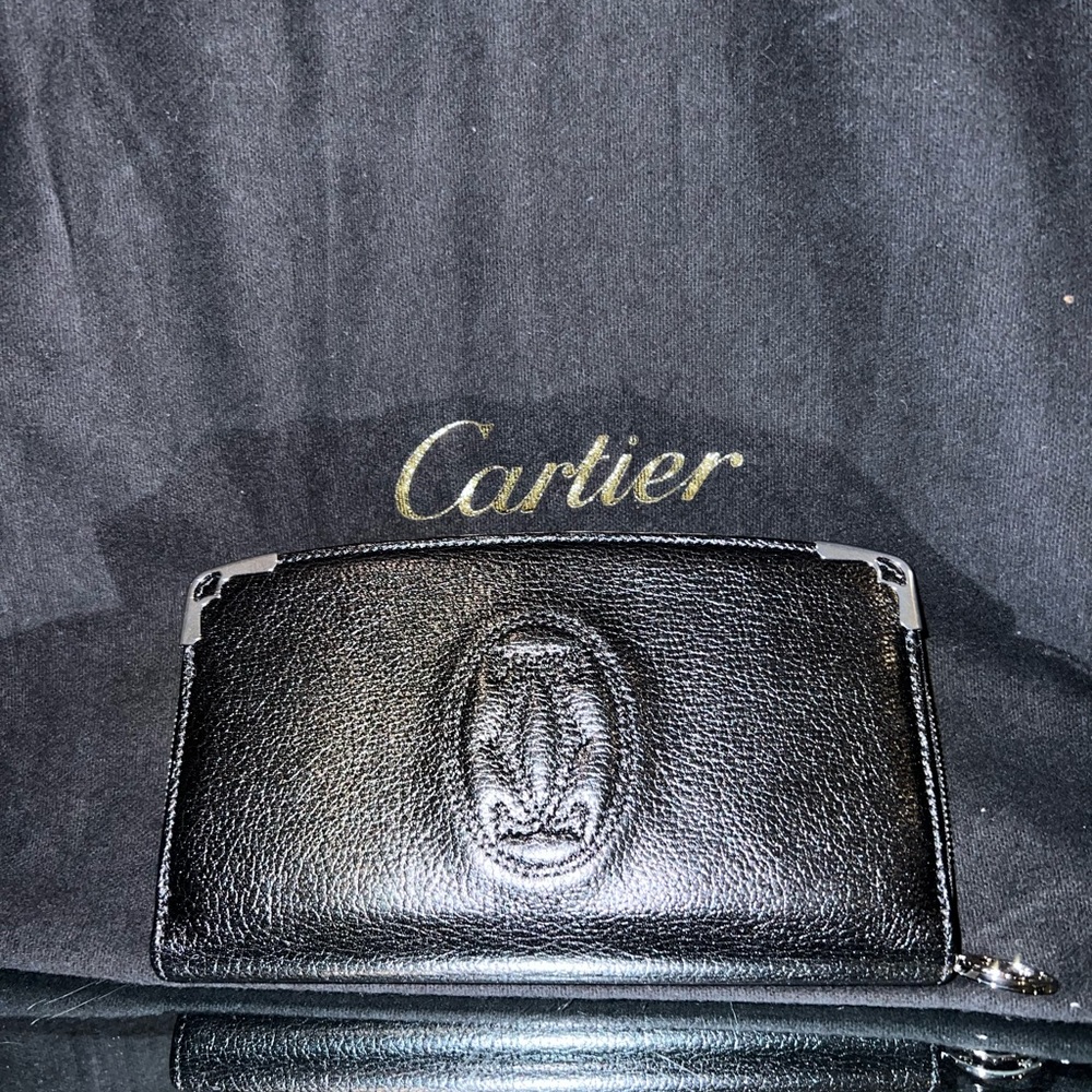 Cartier Black Leather Marcello Zip Around Wallet